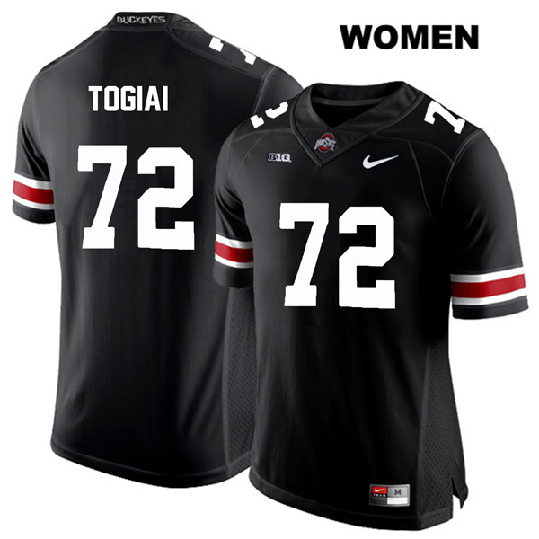 Ohio State Buckeyes Women's Tommy Togiai #72 White Number Black Authentic Nike College NCAA Stitched Football Jersey NC19Z02DF
